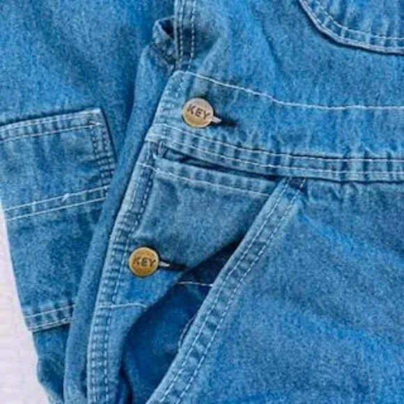 VTG KEY Bib Imperial Denim Jean Overall Men's Size 34 x 30 Blue - Picture 6 of 15